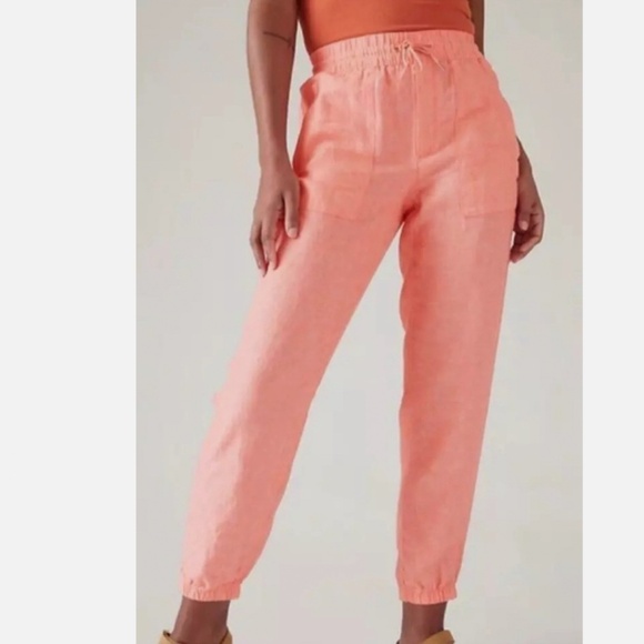 Athleta - Cabo Linen Jogger , Size 14, Color: Cactus Peach, Excellent Condition - Picture 3 of 14
